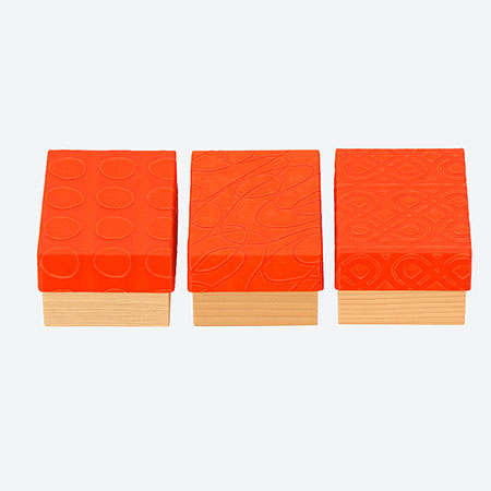 ＜UKIGAMI＞和紙箱 赤 ３個セット（dot・curve・kikagaku）[山次製紙所]