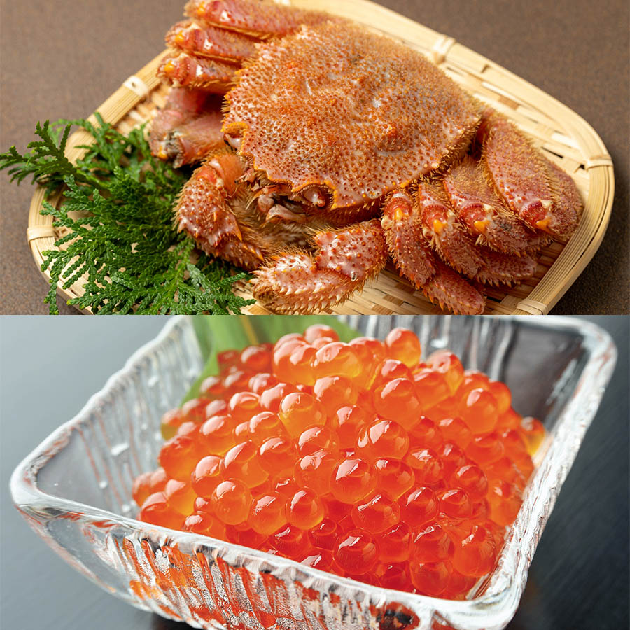 ＜函館 弘成＞ボイル毛蟹500g＆自家製イクラ醤油漬け200g