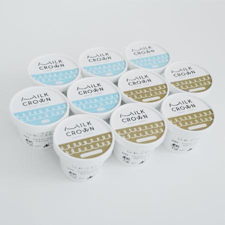 ＜MILK CROWN＞北海道くんねっぷ牛乳ジェラート（ミルク、プレミアムバニラ）120ml×10個