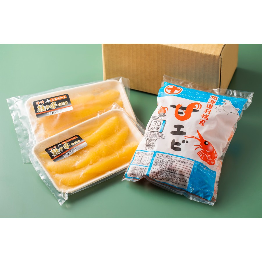 ＜重原商店＞お刺身用甘えび（500g）・味付けかずのこ（140g×2）セット