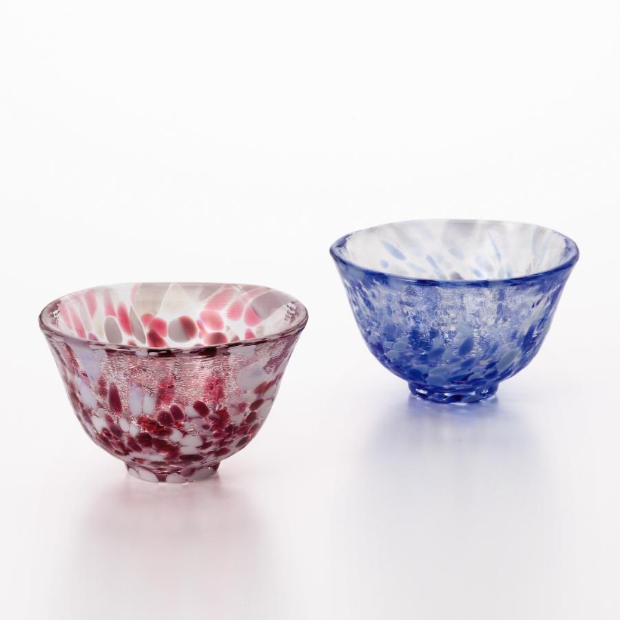 ＜津軽びいどろ＞盃ペア(桜吹雪/岩清水)