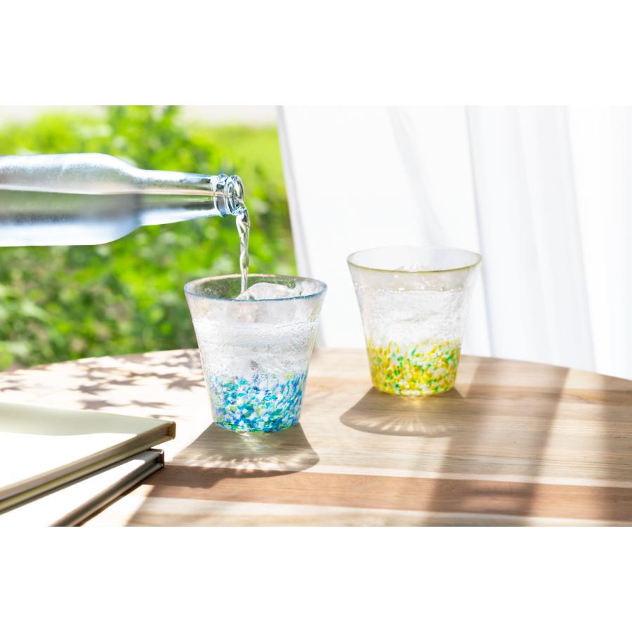 <津軽びいどろ>にほんの色グラスペア 夏の花(向日葵・紫陽花)