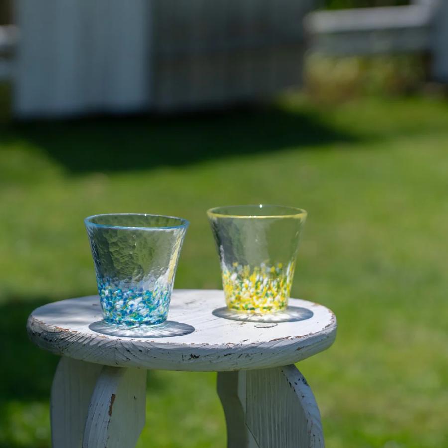 <津軽びいどろ>にほんの色グラスペア 夏の花(向日葵・紫陽花)