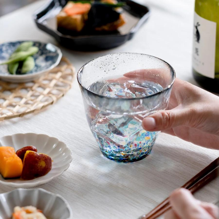 <津軽びいどろ>まつり金彩ロックグラス