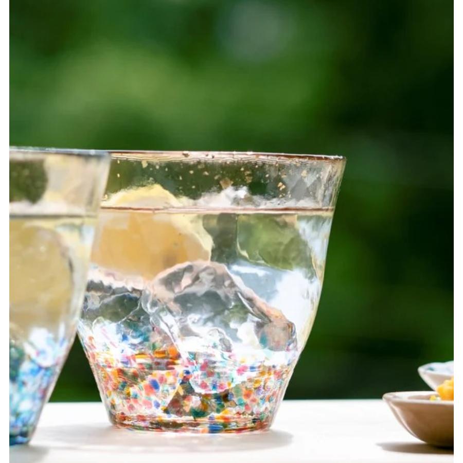 ＜津軽びいどろ＞はなび金彩ロックグラス