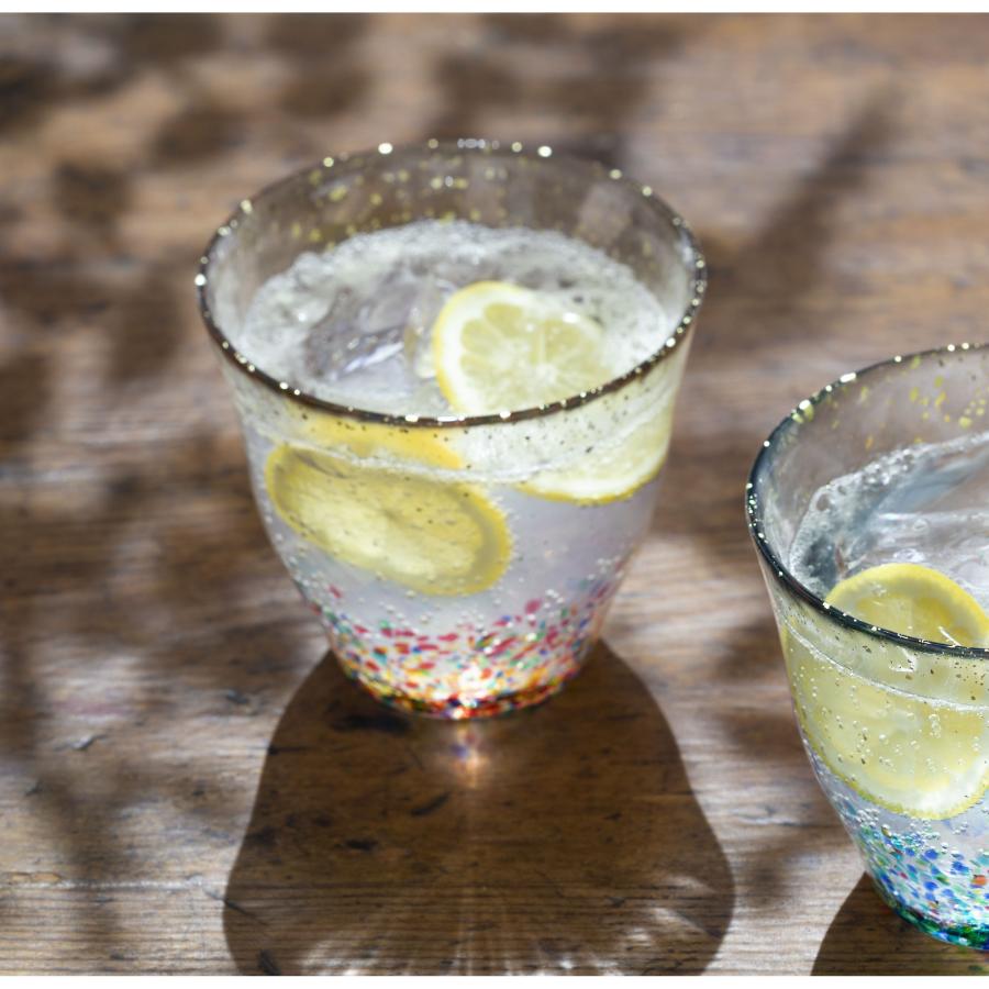 ＜津軽びいどろ＞はなび金彩ロックグラス