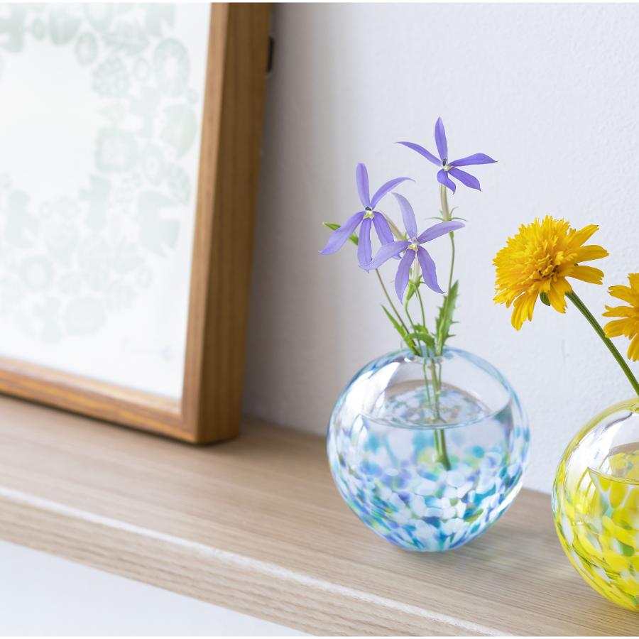 ＜津軽びいどろ＞一輪挿し 紫陽花