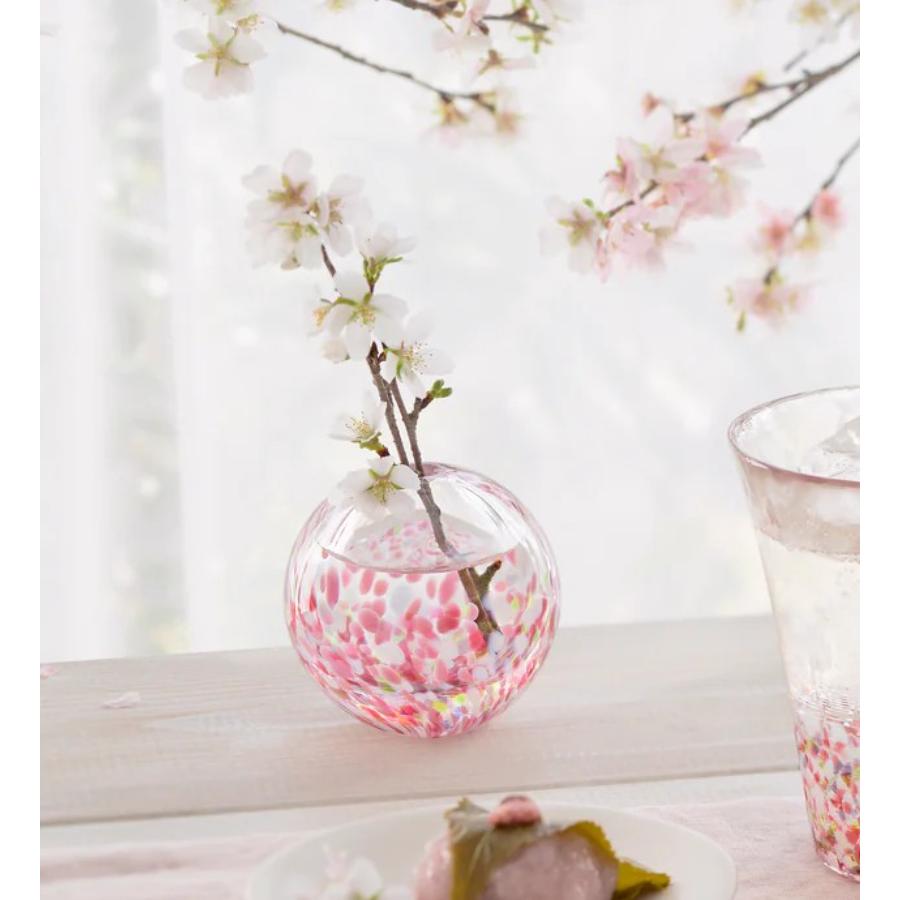 <津軽びいどろ>一輪挿し 舞う桜