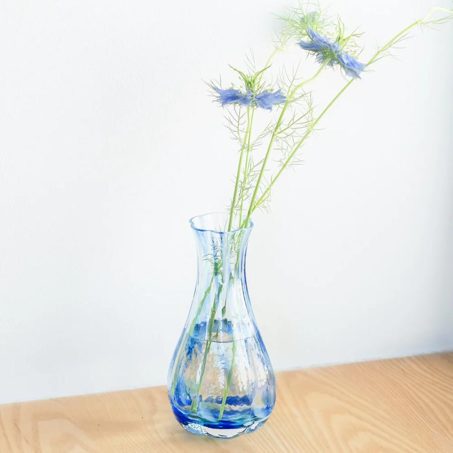 <津軽びいどろ>花ひかり一輪挿し シーブルー