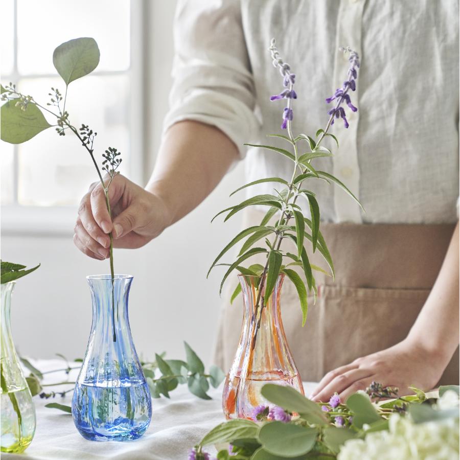 <津軽びいどろ>花ひかり一輪挿し シーブルー