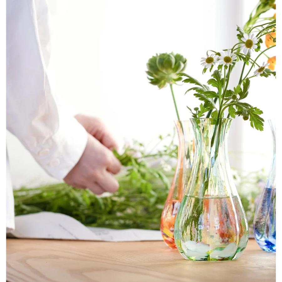 ＜津軽びいどろ＞花ひかり一輪挿し　フォレストグリーン