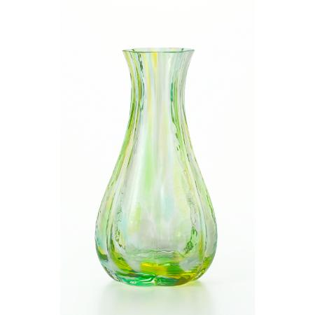 ＜津軽びいどろ＞花ひかり一輪挿し　フォレストグリーン