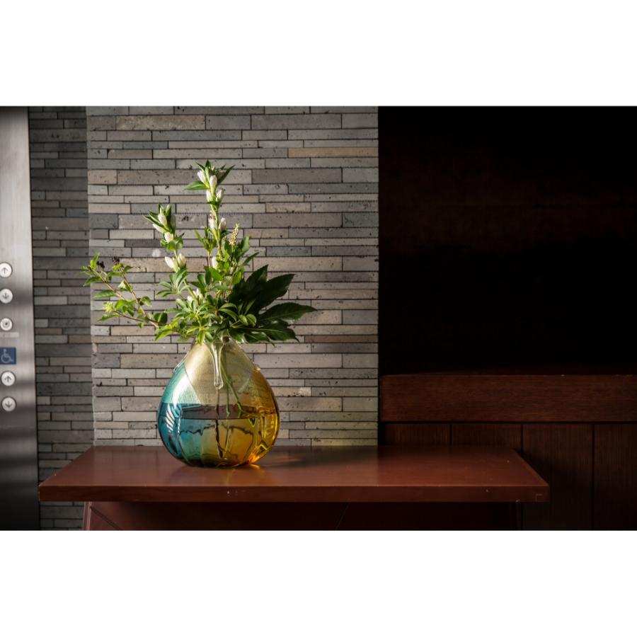 ＜津軽びいどろ＞金彩秋風 花器 大