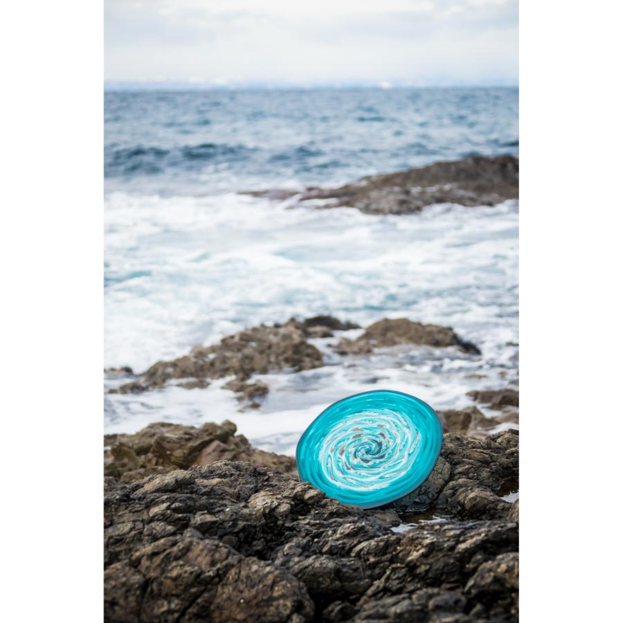 ＜津軽びいどろ＞津軽海峡　楕円大皿