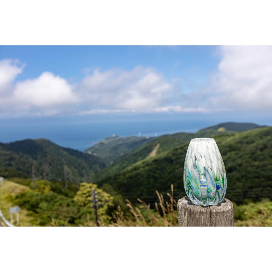 <津軽びいどろ>龍飛岬 紫陽花 長丸花器