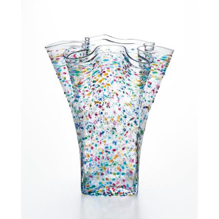 ＜津軽びいどろ＞天開 フリル花器(大)ねぶた