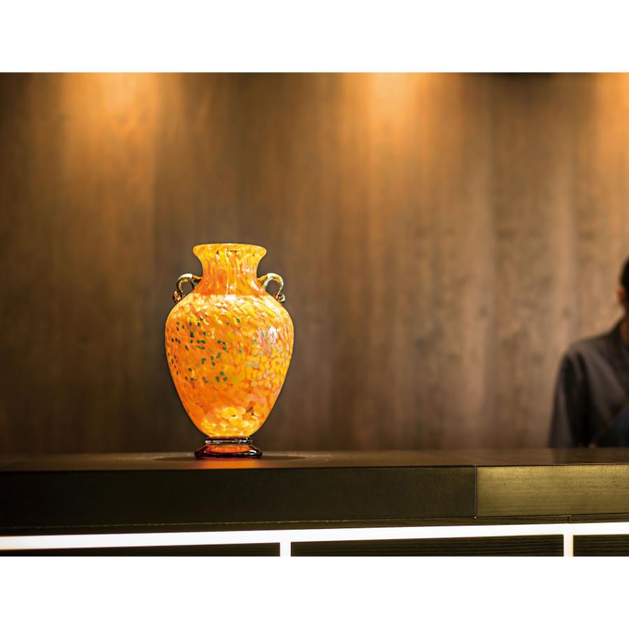 <津軽びいどろ>十和田紅葉 壷