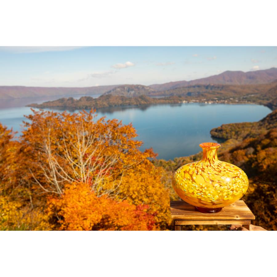 <津軽びいどろ>十和田紅葉 花器(大)