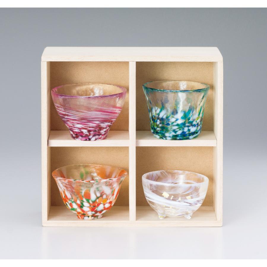 <津軽びいどろ>盃セット 四季の盃