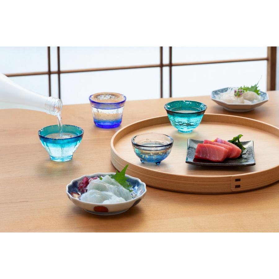 <津軽びいどろ>あおもりの海 盃セット