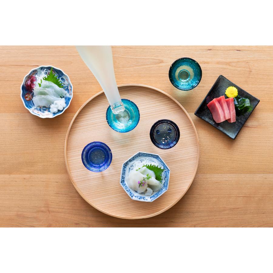 <津軽びいどろ>あおもりの海 盃セット