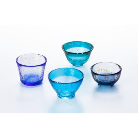 ＜津軽びいどろ＞あおもりの海 盃セット