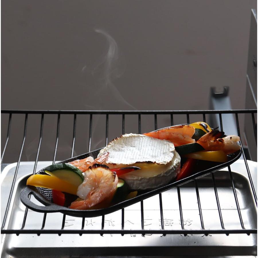 ＜OIGEN＞南部鉄器 　焼き焼きグリル　スリム２個セット（焼杉木台付き）