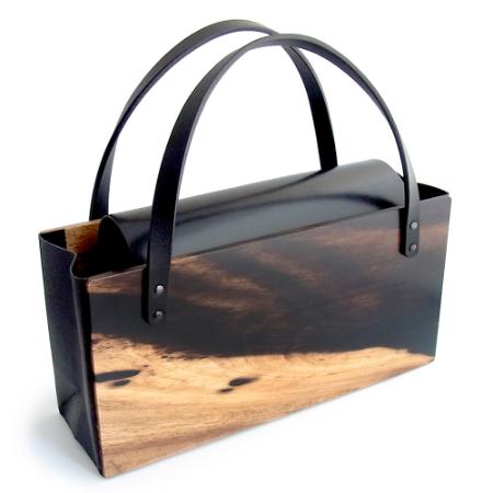 ＜熊野洞＞黒柿折りたたみバッグ