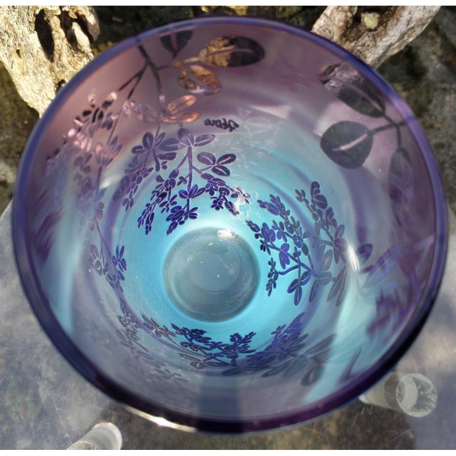 <HIROガラス工房>直タンブラー 仙台萩 ブルー地金紫