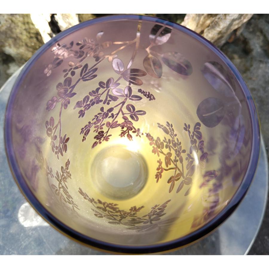 <HIROガラス工房>直タンブラー 仙台萩 アンバー地金紫