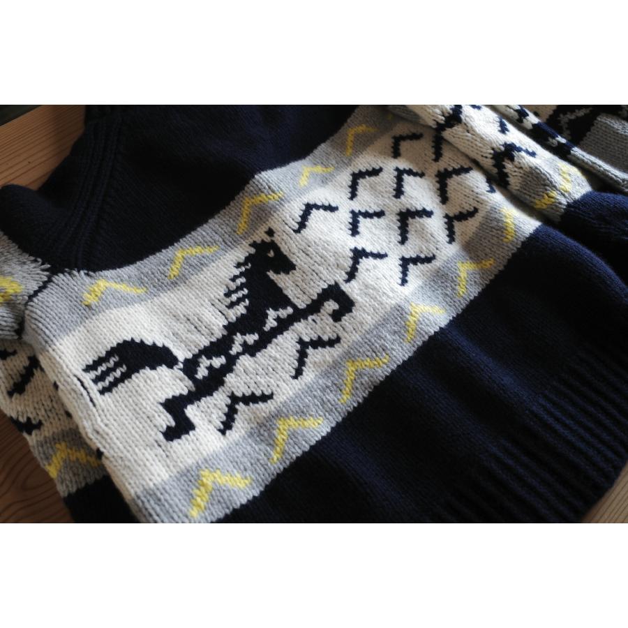 ＜KESENNUMA KNITTING＞カシミヤの手編みカーディガン「ユニコーン」レディース フリーサイズ・カラー：ネイビー