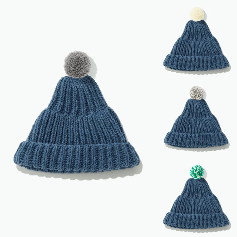 ＜KESENNUMA KNITTING＞ポンポン帽子　春の海/ポンポンカラー全4色