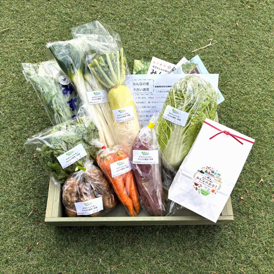 <岩沼みんなの家>「みんなのお米!」1kg・「みんなの直売!野菜」7~8種セット詰め合わせ