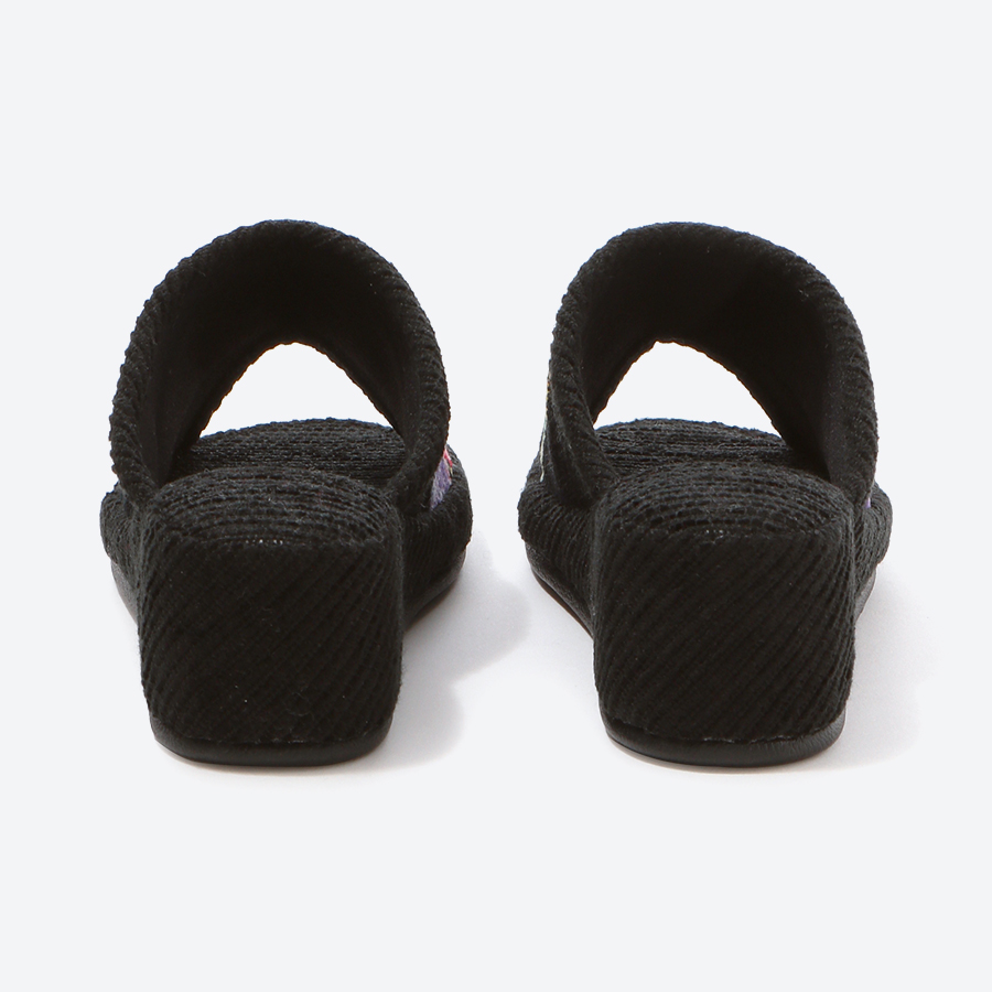 シェニール織りモール　パンタロンスリッパ　外寸約23.5cm・ヒール約4.5cm　ブラック