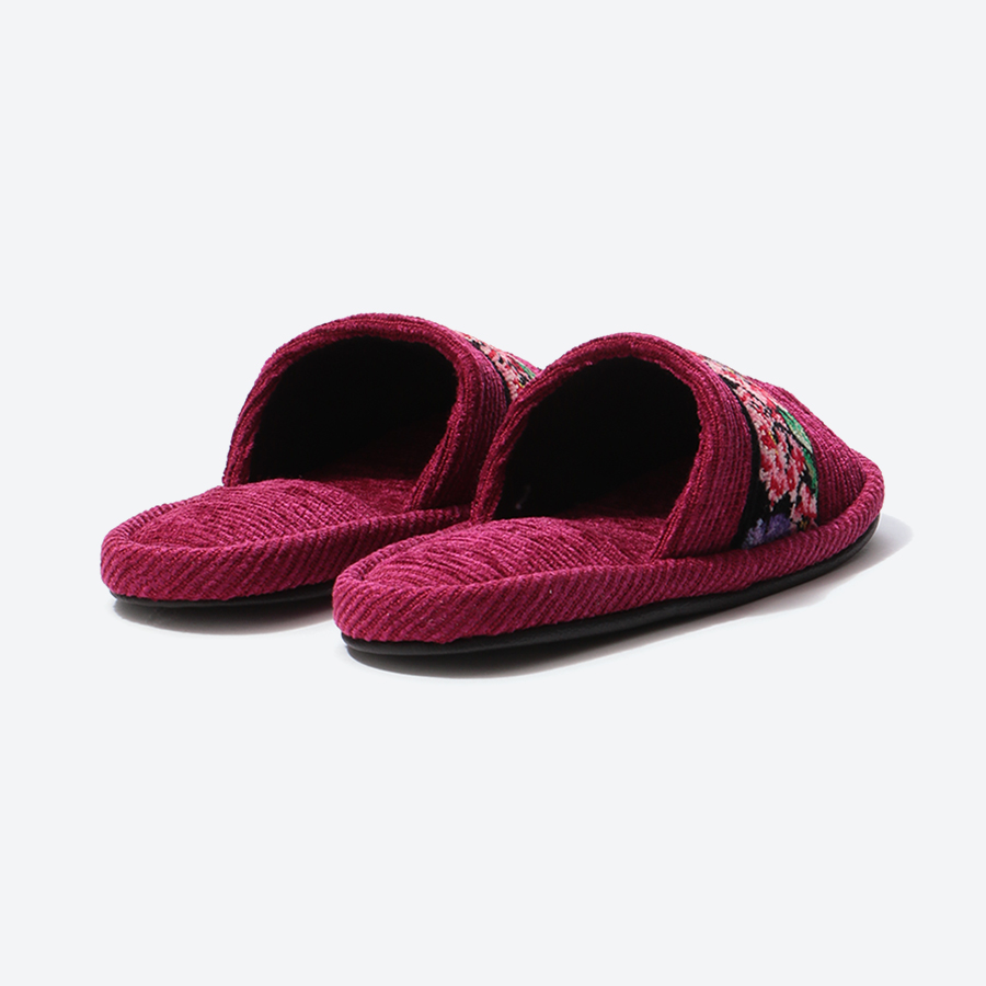 シェニール織りモール 外縫いスリッパ Mサイズ レッド
