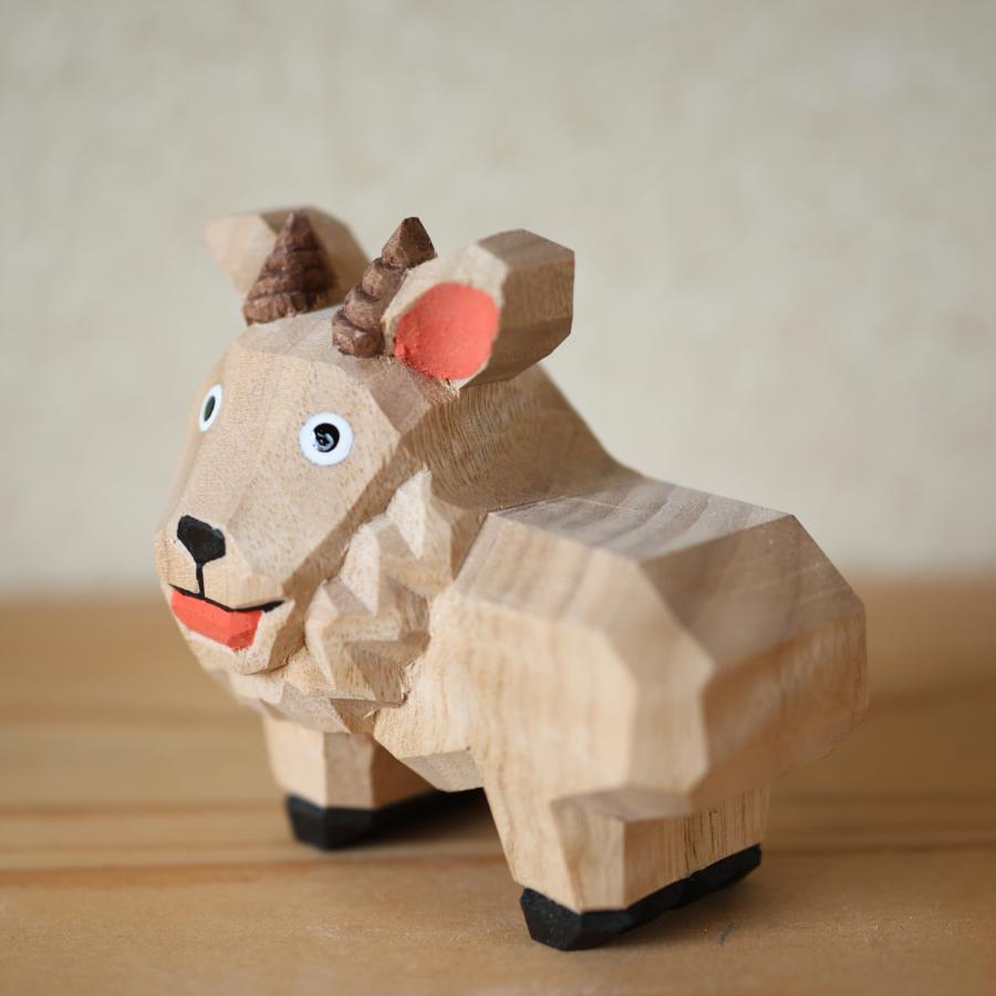 <蔵王一刀彫>ニホンカモシカ阿 (口開け)