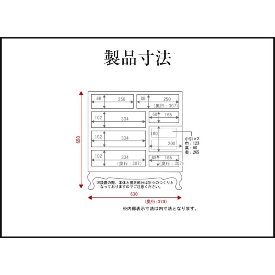 仙台箪笥　猫足チェスト　藍色漆塗り　巾63×奥37×高65cm　22kg×１