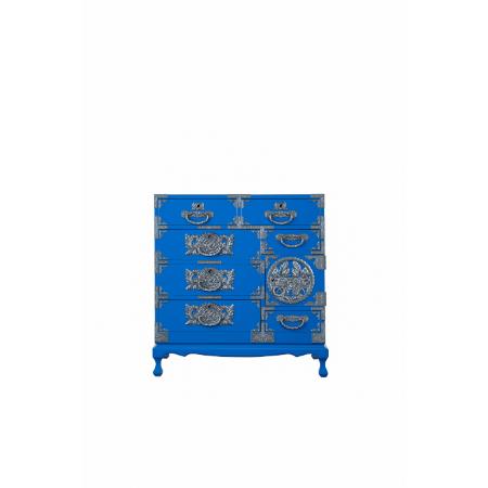 仙台箪笥　猫足チェスト　藍色漆塗り　巾63×奥37×高65cm　22kg×１