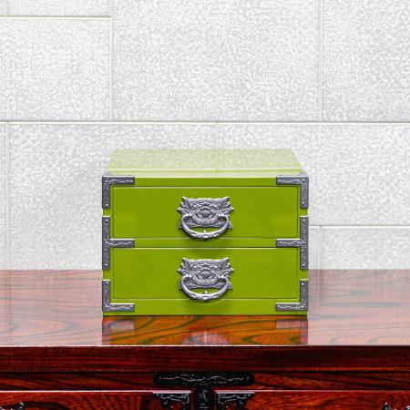 仙台箪笥　二ツ抽小箪笥　常盤色漆塗り（利府町ふるさと納税限定）