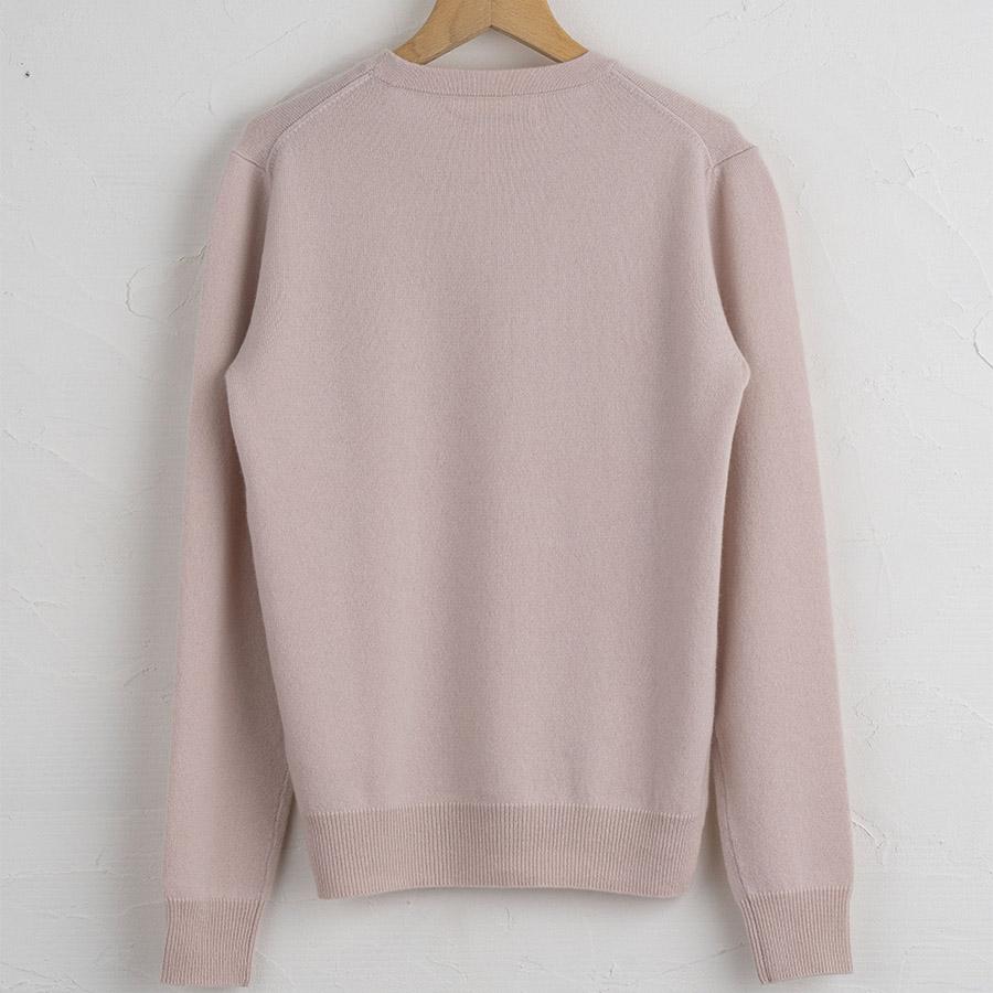 <SHIRATA KNITWORKS/白田のカシミヤ>ラウンドプルオーバー ベビーカシミヤ100%【度詰】アイスピンク(婦人S・M・L)