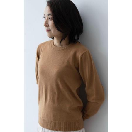 ＜SHIRATA　KNITWORKS／白田のカシミヤ＞ラウンドプルオーバー　ベビーカシミヤ100%【度詰】キャメル（婦人S・M・L）