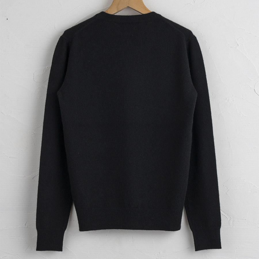 <SHIRATA KNITWORKS/白田のカシミヤ>ラウンドプルオーバー ベビーカシミヤ100%【度詰】ブラック(婦人S・M・L)