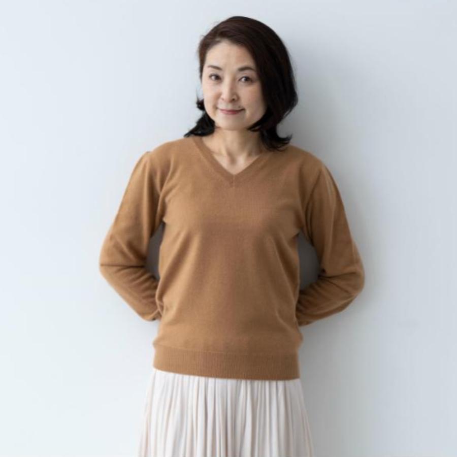 <SHIRATA KNITWORKS/白田のカシミヤ>Vネックプルオーバー ベビーカシミヤ100%【度詰】キャメル(婦人S・M・L)