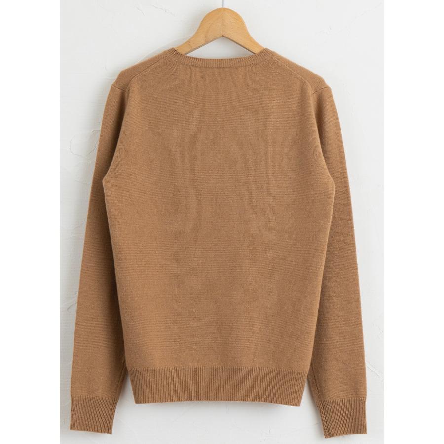 <SHIRATA KNITWORKS/白田のカシミヤ>Vネックプルオーバー ベビーカシミヤ100%【度詰】キャメル(紳士LL)