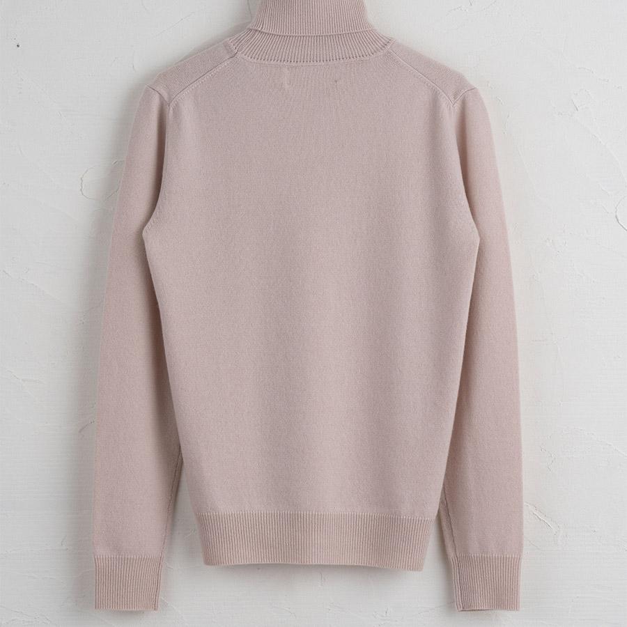 <SHIRATA KNITWORKS/白田のカシミヤ>タートルネックプルオーバー ベビーカシミヤ100%【度詰】アイスピンク(紳士M・L)