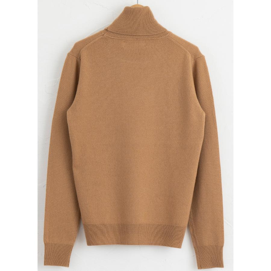 <SHIRATA KNITWORKS/白田のカシミヤ>タートルネックプルオーバー ベビーカシミヤ100%【度詰】キャメル(婦人S・M・L)