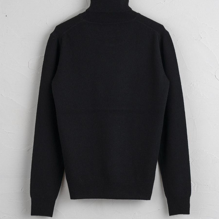 ＜SHIRATA　KNITWORKS／白田のカシミヤ＞タートルネックプルオーバー　ベビーカシミヤ100%【度詰】ブラック（紳士LL）