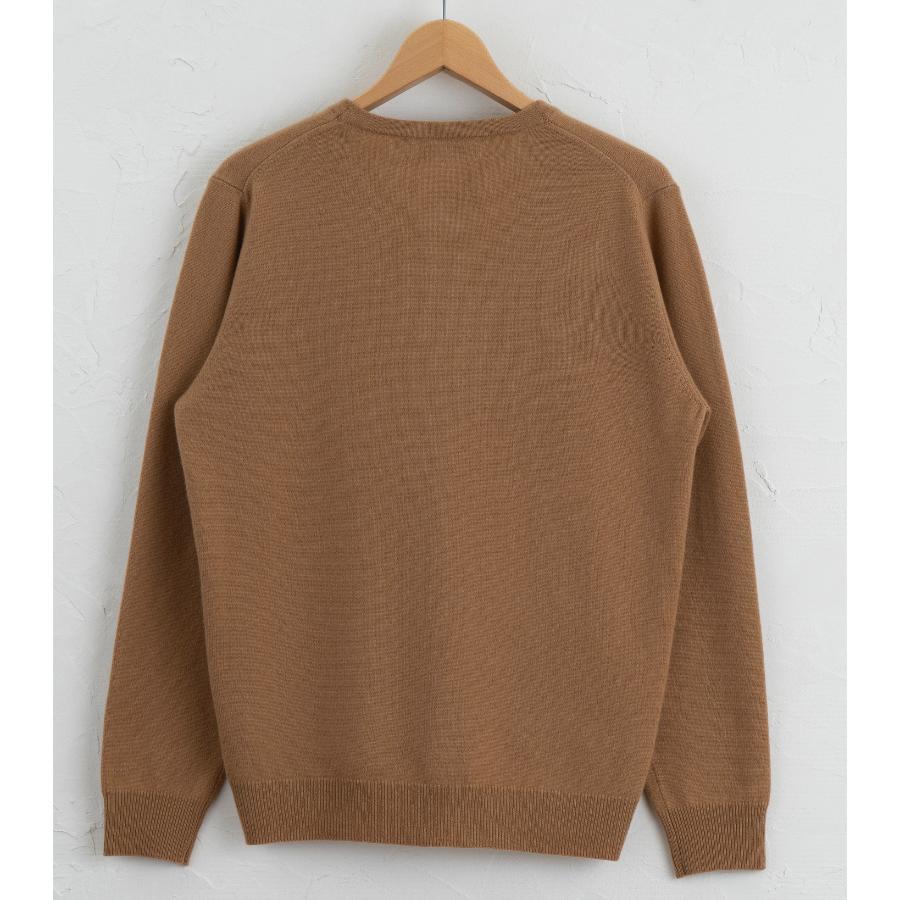 <SHIRATA KNITWORKS/白田のカシミヤ>Vネックカーディガン ベビーカシミヤ100%【度詰】キャメル(紳士M・L)