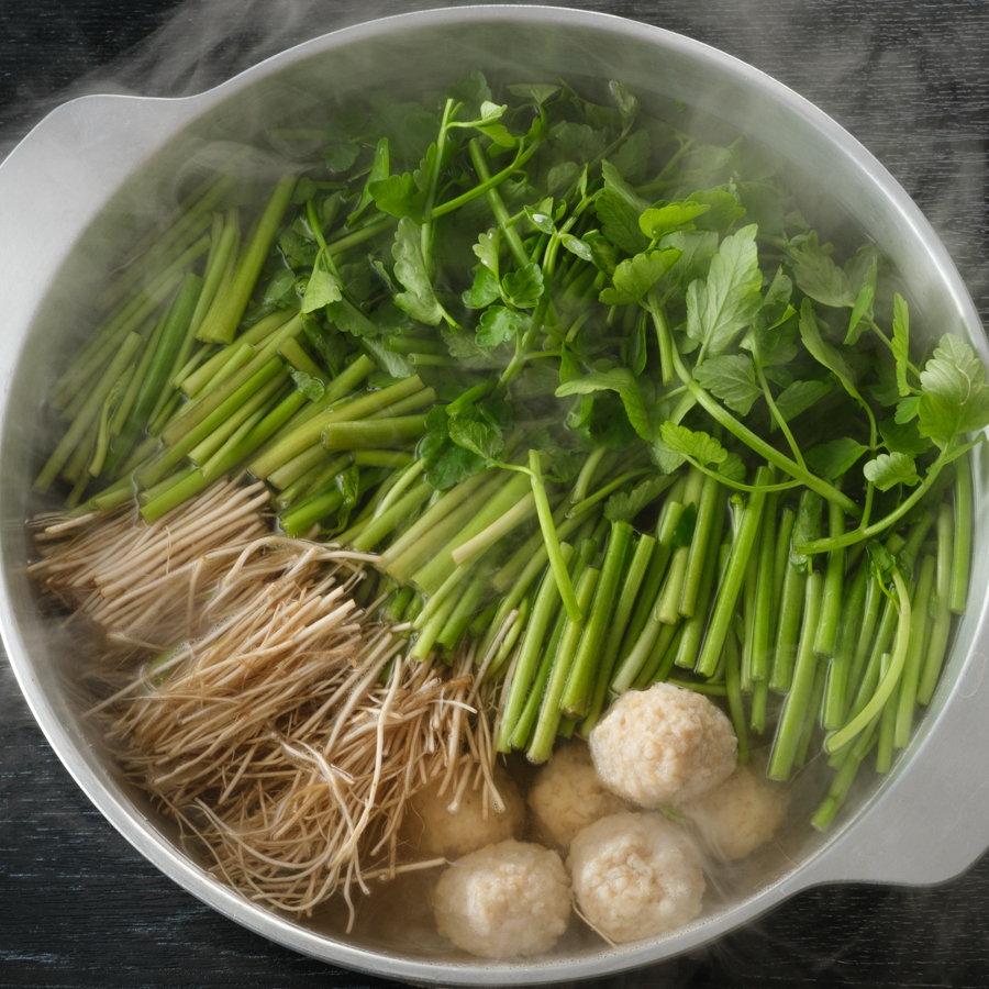 比内地鶏スープのセリしゃぶセット