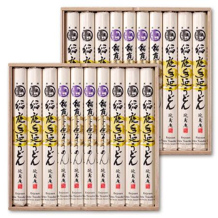 ＜延寿庵＞稲庭手延うどん・そうめん詰合せ/木箱 ISU-30F×2箱